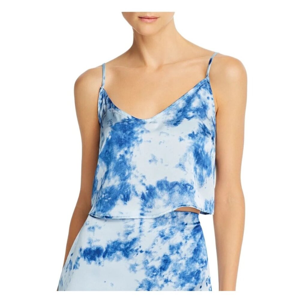 Fore Crop Top Size Large Tie Dye Sleeveless Camisole Blue Poly Lightweight NEW